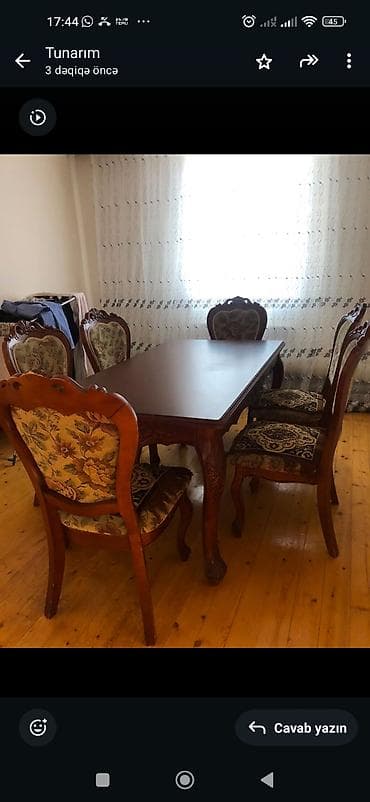 Son yeri 450 - Dəst: 1 ədəd düzbucaqlı masa + 6 ədəd stul - Material
