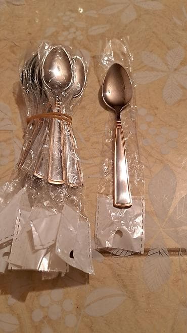 Qaşıqlar: Qızılı haşiyəli stol qaşıqları dəsti - Material: paslanmayan polad — 2