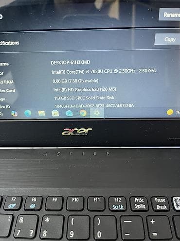 irşad noutbuk: İşlənmiş Acer Aspire, 15.6 ", Intel Core i3, 128 GB, Ünvandan götürmə — 3