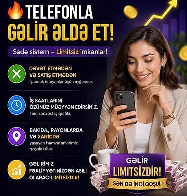 Telefonla gəlir əldə et – sadə sistem, limitsiz imkanlar! lalafo.az -da Telefonla gəlir əldə et – sadə sistem, limitsiz imkanlar!