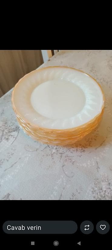 qab qacaq ecemi instagram: Nahar dəsti, rəng - Ağ, Şüşə, 6 nəfərlik — 1