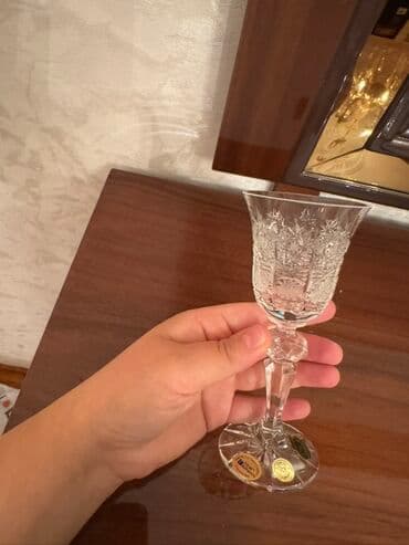 nerj qablar: Qədəhlər, rəng - Ağ, Xrustal, 6 ədədli dəst, Çexiya — 1