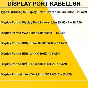 mini kompyuter: Display Port Kabellər ⭐Type-C (USB-C) to Display Port 1.2vers 1,8m 4K — 2