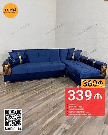 divan kreslo ustu: Künc divan, Açılan, Bazalı, Vеlur parça, Şəhərdaxili pulsuz çatdırılma — 1