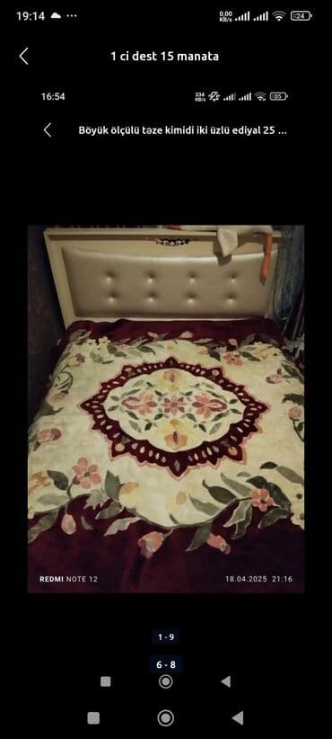 ikinci el matraslar: 2/160 ölçü xalça Təbriz 25 manata qaralı ağlı saçaqlı İran xalçası — 5