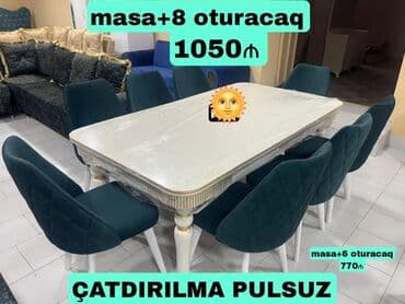 Qonaq otağı üçün, Yeni, Dördbucaq masa, 8 stul lalafo.az -da Qonaq otağı üçün, Yeni, Dördbucaq masa, 8 stul