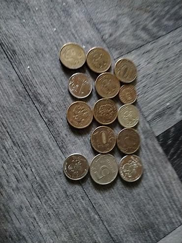 Müxtəlif ölkələrdən xırda metal pul kolleksiyası - Fotoşəkildə bir