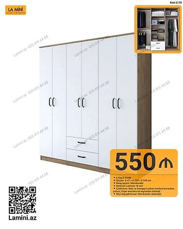 seyif qapi: 6 qapılı paltar dolabı – Kod: 6120 • Ölçülər: Dərinlik 47 sm × — 1