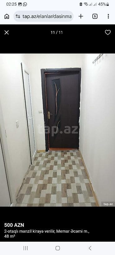 aaaf parkda kiraye evler: 2-otaqlı mənzil kirayə verilir – Memar Əcəmi metrosu, 48 m² - Ümumi — 1