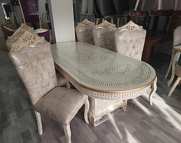 oturacaq: Qonaq otağı üçün, Yeni, Açılmayan, Kvadrat masa, 6 stul — 4