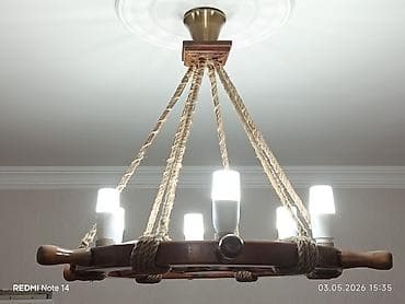 ucuz lüsturlar: Çılçıraq, 6 lampa, Taxta — 4