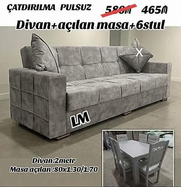 Divan və masa dəstləri: Divan+ Masa dəsti_ Sifarişlə hazırlanır. Dəst şəkildə : 465₼ ________ — 1