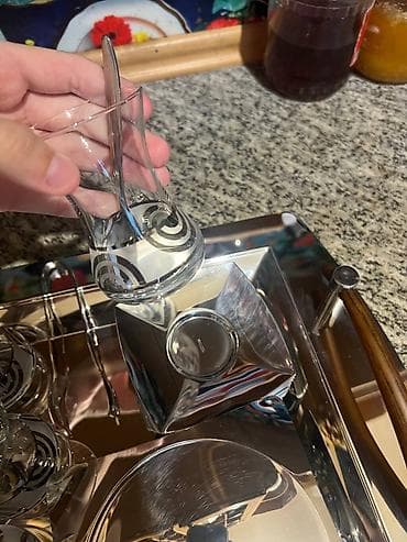 Çay dəsti, rəng - Gümüşü, Metal — 3