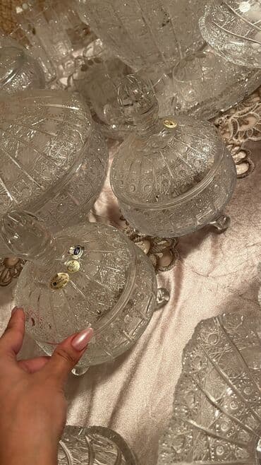yuxuda qab qaşıq yumaq: Kristal süfrə dəsti - Zərif naxışlı, kəsim ornamentli iri kristal — 28