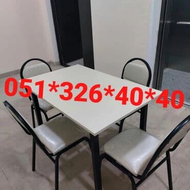 Masa və oturacaq dəstləri: Qonaq otağı üçün, Yeni, Dördbucaq masa, 4 stul — 28