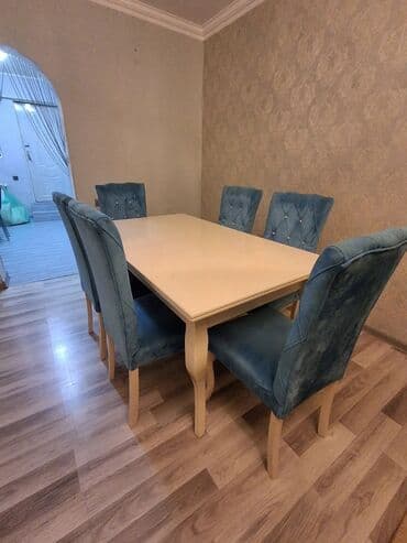 mdf: Qonaq otağı üçün, Yeni, Açılan, Kvadrat masa, 6 stul — 7