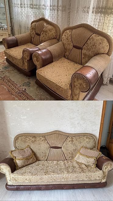 divan kafe: İşlənmiş, Divan, 2 kreslo, Divan, Açılan — 1