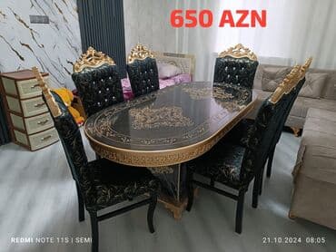 stol desdi: Qonaq otağı üçün, Yeni, Açılmayan, Dördbucaq masa, 6 stul — 8