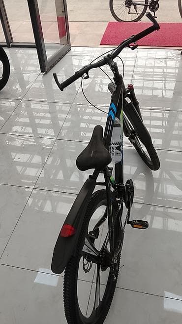 Dağ/şosse hibrid tipli velosiped - Rəng: qara, yaşıl-mavi — 2