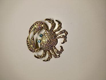 Broşlar: Yeni Qızılı xərçəng formalı broş - Material: metal əsas üzərində — 2