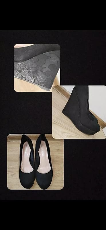 ayaqab: Qadın ayaqqabısı – qara rəng, platformalı/konus formalı daban — 1