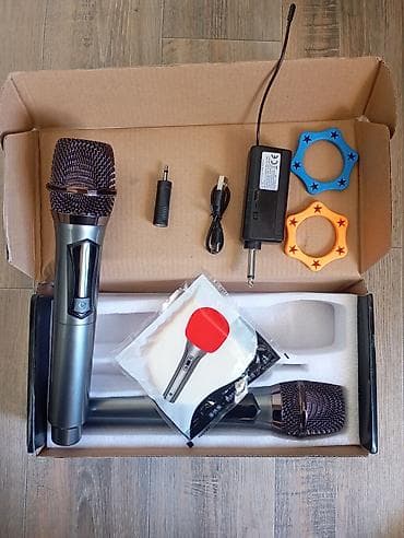 беспроводной микрофон для караоке: Təzə İkili Simsiz Mikrofon Dəsti – UHF Xüsusiyyətlər: - 2 ədəd əl — 2