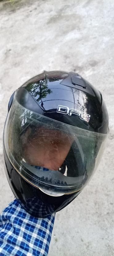 moto almaq: DFG tam üzlü motosiklet dəbilqəsi - Rəng: qara, parlaq gövdə - Vizor — 2