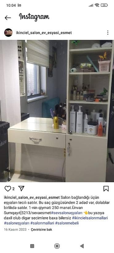 sinka nədir: Gözəllik salonu üçün mebel və avadanlıq dəsti - Manikür masası: şüşə — 2