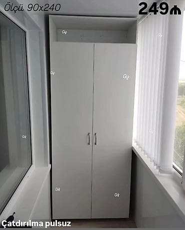 Açıq rəngli, iki qapılı balkon dolabı. - Ölçü: 90×240 sm (şəkildə qeyd