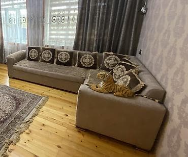 Künc divan dəsti - Forma: L-şəkilli künc divan - Rəng: Bej/qəhvəyi