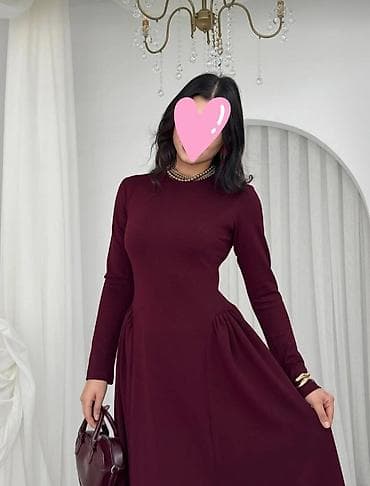 gündəlik don: Bordo rəngdə zərif maxi don - Model: Uzun, A-kəsimli, qol-boyu uzun — 3