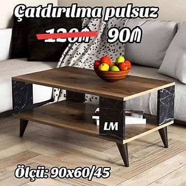 Müasir üslubda qəhvə masası - Material: ağac teksturalı üst və alt