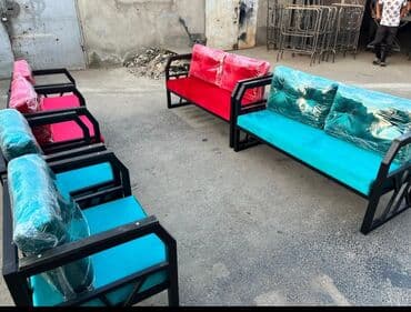 диван и стол на кухню: Новый, Прямоугольный стол, Нераскладной, Со скамейками, Металл, Азербайджан — 3