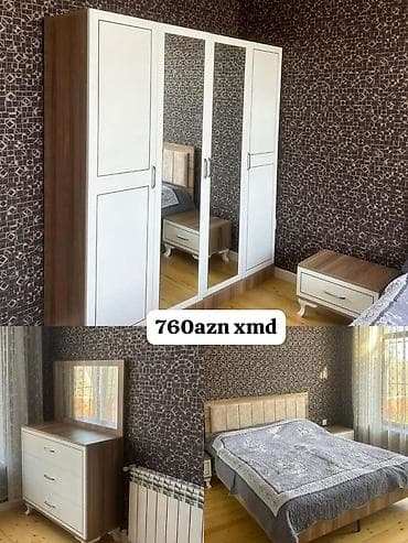 islenmis qapi pencere: 1.Yataq otağı mebel dəstləri 1) Gümüş (krem-parlaq) dizayn - Dəst — 9