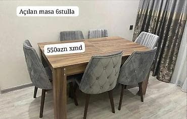 taxt dəsti 50 m: Mətbəx üçün, Yeni, Açılan, 6 stul — 1