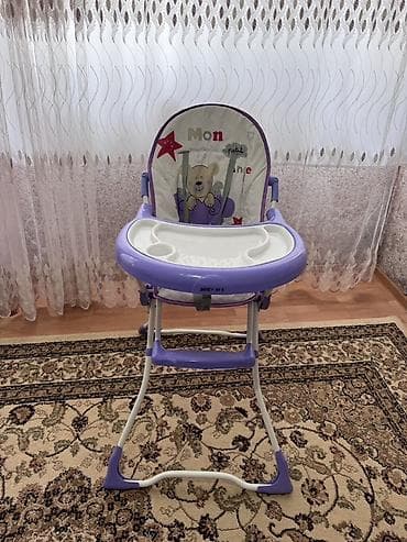 Uşaq dünyası: Uşaq yemək stulu – bənövşəyi/ağ rəngdə, ayarlı və rahatlı. В очень — 1