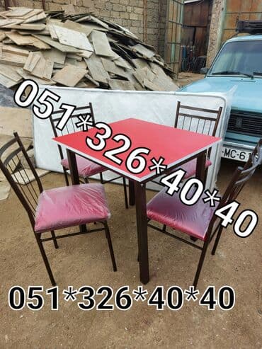 Masa və oturacaq dəstləri: Qonaq otağı üçün, Yeni, Açılan, Dördbucaq masa, 1 stul — 21