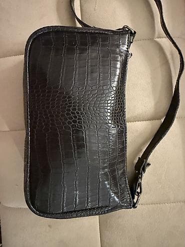 orginal canta: OXXO Qara mini çiyin çantası – kroko teksturalı - Material — 3