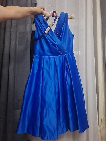 Moda 51 markalı qadın ziyafət donu, 40 ölçü. Parlaq elektrik mavisi