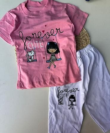 Uşaq geyim dəsti – “Forever Cute” printi - İki hissəli dəst: qısaqol
