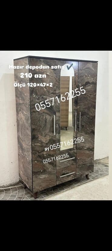 Dolablar: Yeni, 3 qapılı Düz dolab, Dolab-asılqan — 3