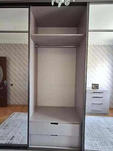 aluminium profil: 3 qapılı, Güzgülü, Bej, Kupe, Düz dolab — 3