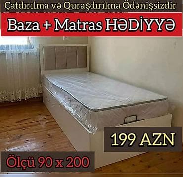Yeni, Təknəfərlik çarpayı, Bazalı, Matras ilə, Siyirməsiz, Azərbaycan