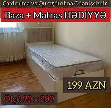 Çarpayılar: Yeni, Təknəfərlik çarpayı, Bazalı, Matras ilə, Siyirməsiz, Azərbaycan — 1