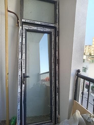 balka: Balkon qapısı – PVC profilli, şüşəbəndli model 2 eded qapı qara ve — 1