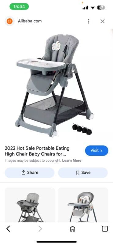 Uşaq arabaları: Uşaq yemək stulu – çoxfunksiyalı, tənzimlənən model - Rəng: boz - — 1