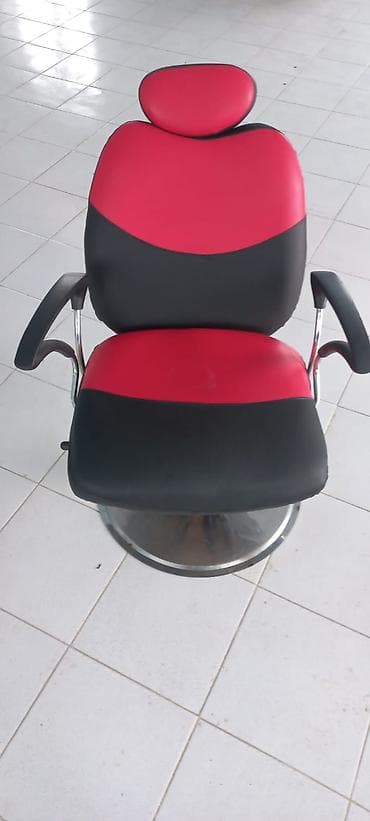 Bərbər/salon üçün hidravlik kreslo - Rəng: qırmızı-qara kombinasiyası