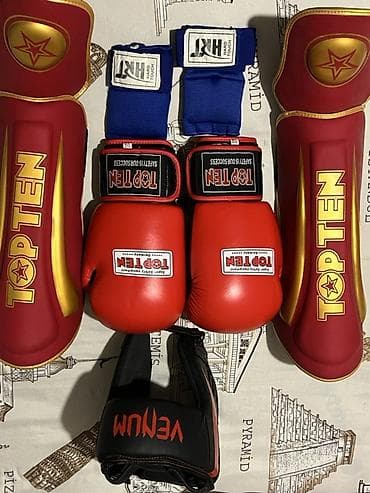 boks aparatı: Boks/MMA komplekti - TOP TEN brendi: 1 cüt qırmızı boks əlcəyi — 1