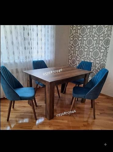 stull: Qonaq otağı üçün, Yeni, Açılmayan, Dördbucaq masa, 6 stul — 5