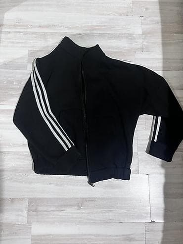 cins jaket: Qara rəngli idman jaketi - Model: fermuarlı, qolu zolaqlı sport üst — 1